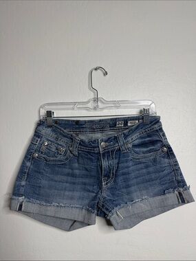 Miss Me Medium Blue Rolled Hem Denim Shorts